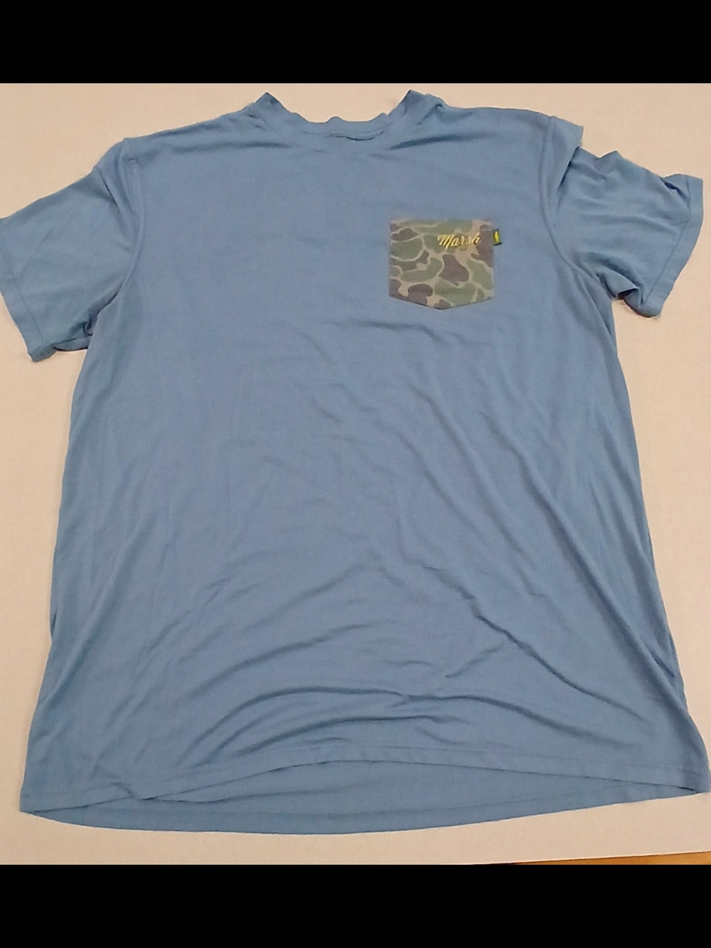 Marsh Wear Light Blue Men's Pocket T-Shirt with Camouflage Accent Xxl